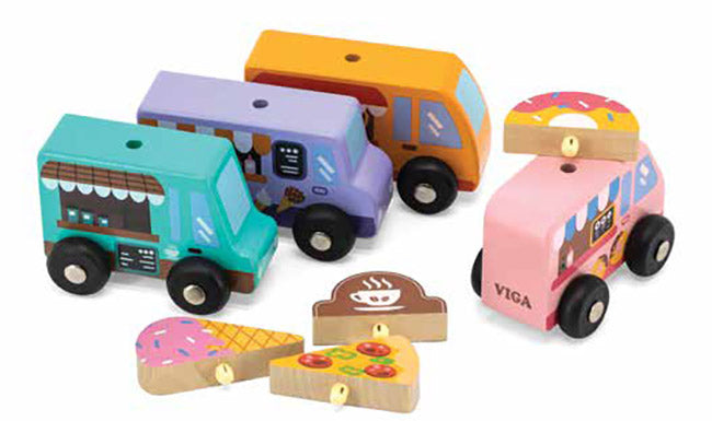 Wooden Mini Food Trucks 4pc