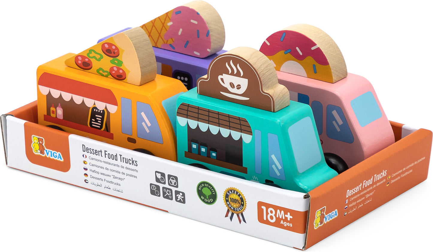 Wooden Mini Food Trucks 4pc