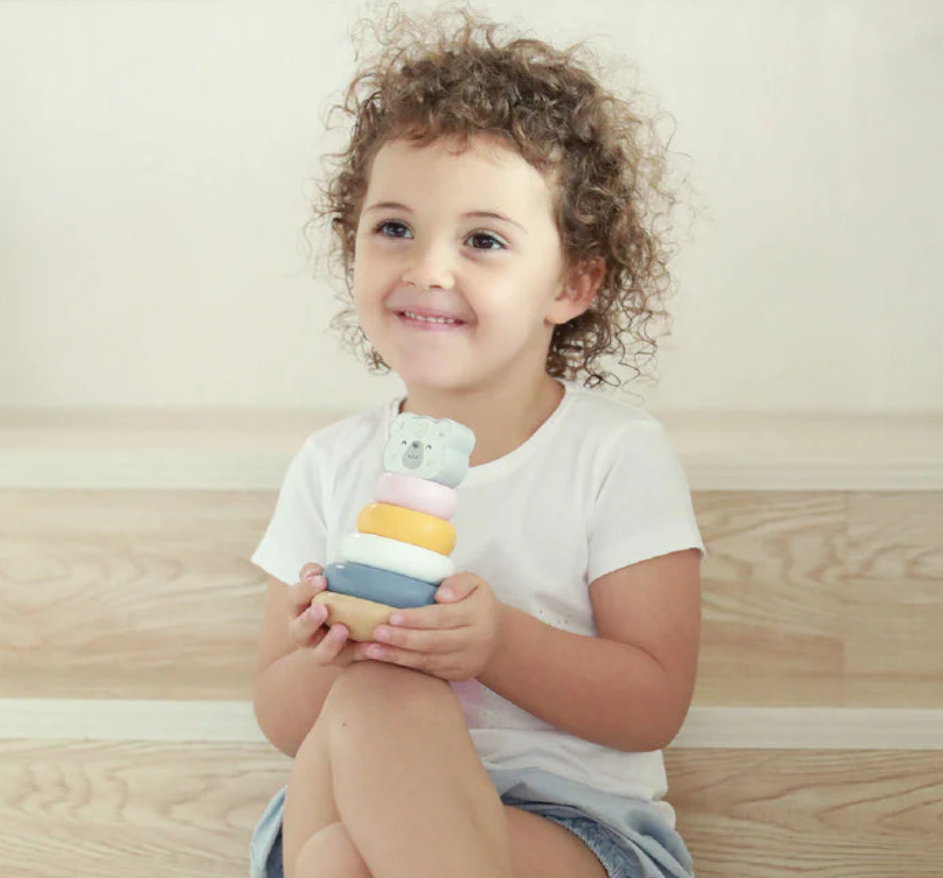 Children Playing with Wooden Toys