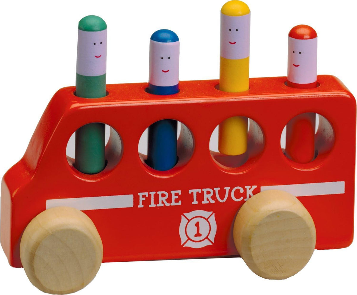 Pop Up Fire Truck – Classic Wooden Spring Action Toy for Toddlers – The ...